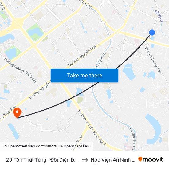 20 Tôn Thất Tùng - Đối Diện Đại Học Y Hà Nội to Học Viện An Ninh Nhân Dân map