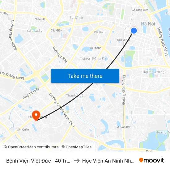 Bệnh Viện Việt Đức - 40 Tràng Thi to Học Viện An Ninh Nhân Dân map