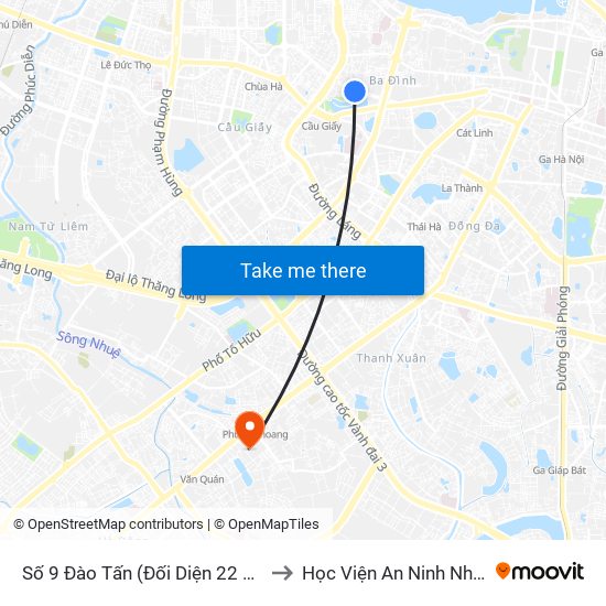 Số 9 Đào Tấn (Đối Diện 22 Đào Tấn) to Học Viện An Ninh Nhân Dân map