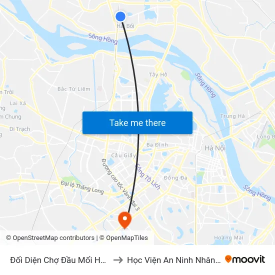 Đối Diện Chợ Đầu Mối Hải Bối to Học Viện An Ninh Nhân Dân map