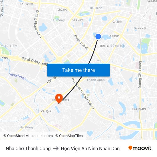 Nhà Chờ Thành Công to Học Viện An Ninh Nhân Dân map