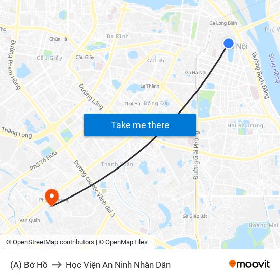 (A) Bờ Hồ to Học Viện An Ninh Nhân Dân map