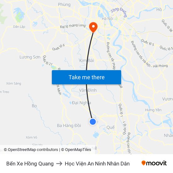 Bến Xe Hồng Quang to Học Viện An Ninh Nhân Dân map