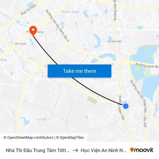 Nhà Thi Đấu Trung Tâm Tdtt Thanh Trì to Học Viện An Ninh Nhân Dân map