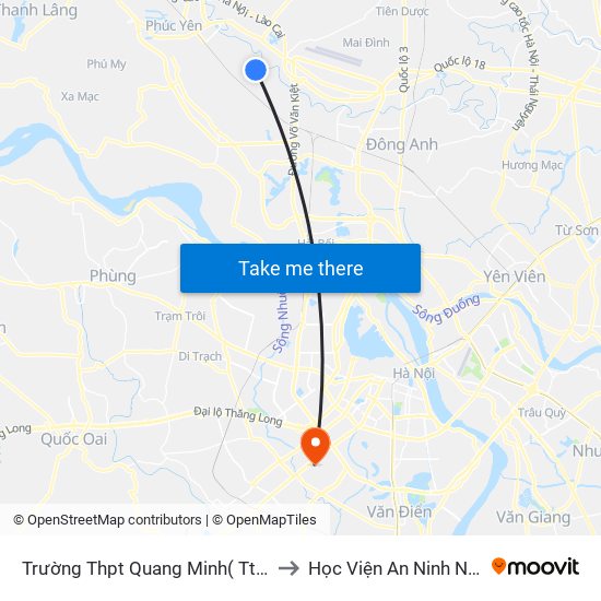 Trường Thpt Quang Minh( Tt Chi Đông) to Học Viện An Ninh Nhân Dân map