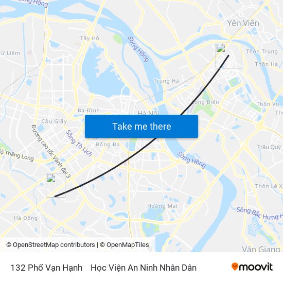 132 Phố Vạn Hạnh to Học Viện An Ninh Nhân Dân map