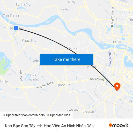 Kho Bạc Sơn Tây to Học Viện An Ninh Nhân Dân map