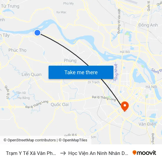 Trạm Y Tế Xã Vân Phúc to Học Viện An Ninh Nhân Dân map