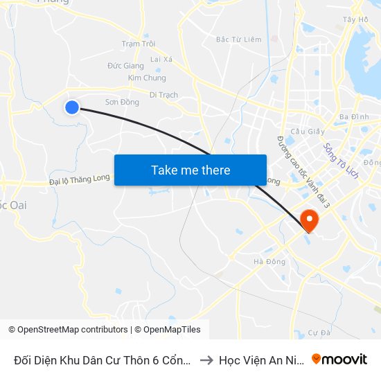 Đối Diện Khu Dân Cư Thôn 6 Cổng Cầu - Đê Song Phương to Học Viện An Ninh Nhân Dân map