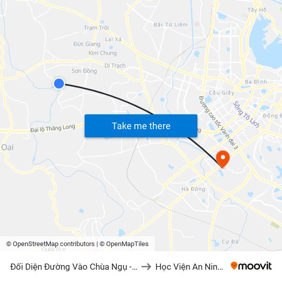 Đối Diện Đường Vào Chùa Ngụ - Đê Song Phương to Học Viện An Ninh Nhân Dân map