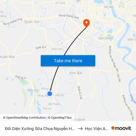 Đối Diện Xưởng Sữa Chua Nguyễn Huy Thôn Chân Chim, Phúc Lâm - Tỉnh Lộ 429 to Học Viện An Ninh Nhân Dân map