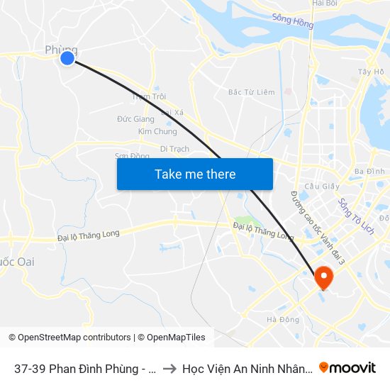 37-39 Phan Đình Phùng - Ql32 to Học Viện An Ninh Nhân Dân map