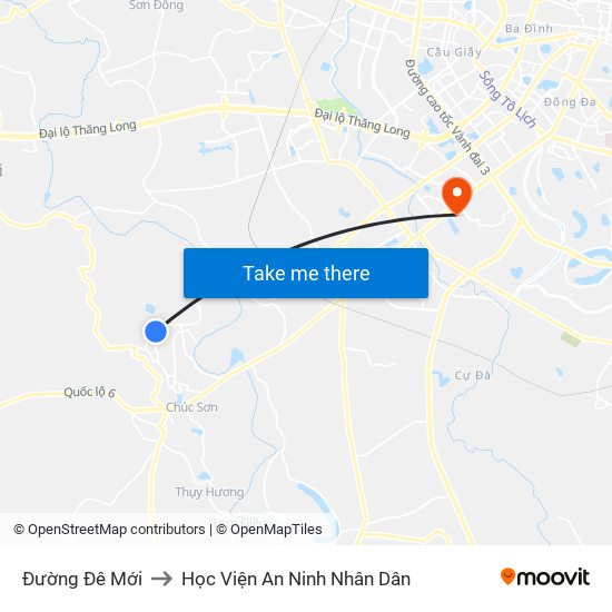 Đường Đê Mới to Học Viện An Ninh Nhân Dân map