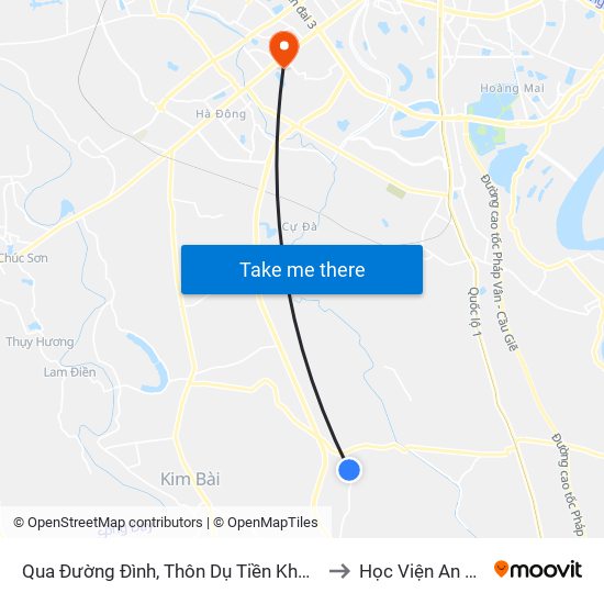 Qua Đường Đình, Thôn Dụ Tiền Khoảng 50m-Đường Liên Thôn Xã to Học Viện An Ninh Nhân Dân map