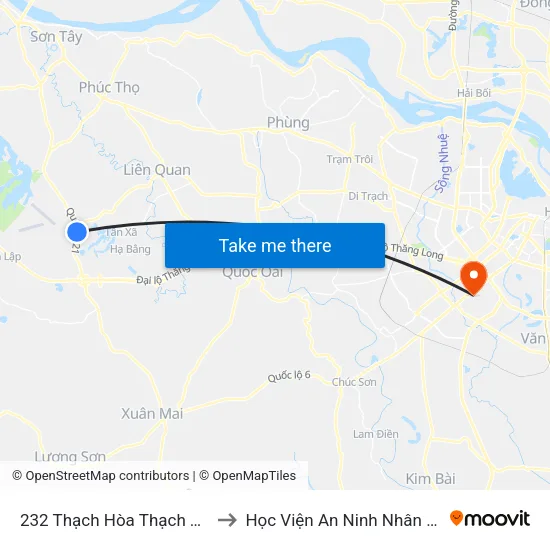 232 Thạch Hòa Thạch Thất to Học Viện An Ninh Nhân Dân map