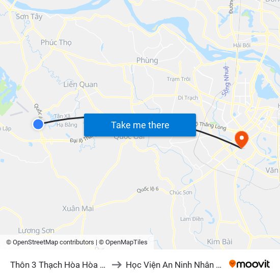 Thôn 3 Thạch Hòa Hòa Lạc to Học Viện An Ninh Nhân Dân map