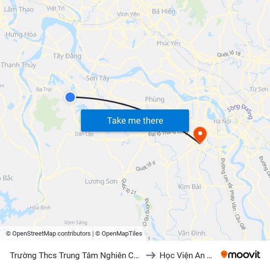 Trường Thcs Trung Tâm Nghiên Cứu Bò Và Đồng Cỏ Ba Vì, Đt87 to Học Viện An Ninh Nhân Dân map