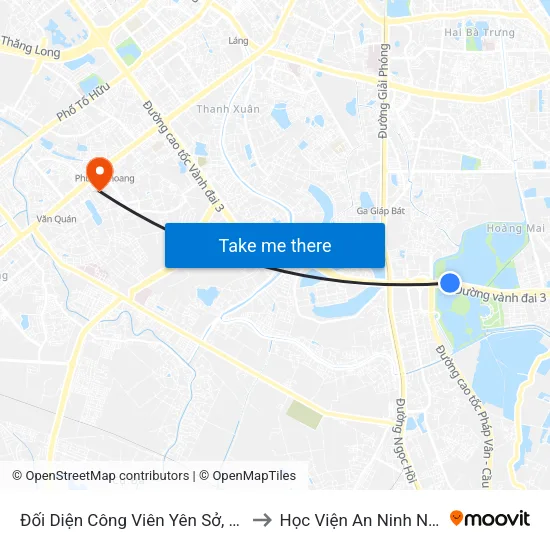 Đối Diện Công Viên Yên Sở, Hoàng Mai to Học Viện An Ninh Nhân Dân map