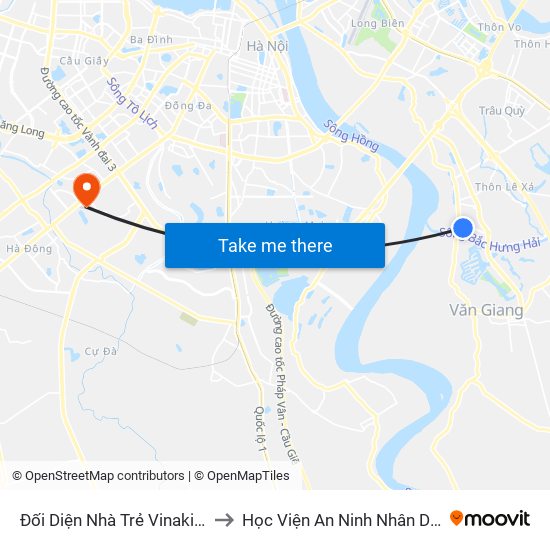 Đối Diện Nhà Trẻ Vinakids to Học Viện An Ninh Nhân Dân map