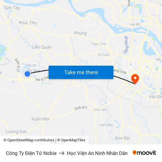 Công Ty Điện Tử Nobie to Học Viện An Ninh Nhân Dân map