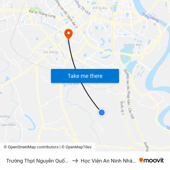 Trường Thpt Nguyễn Quốc Trinh to Học Viện An Ninh Nhân Dân map