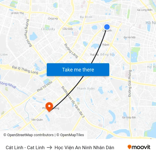 Cát Linh - Cat Linh to Học Viện An Ninh Nhân Dân map