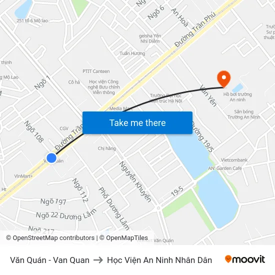 Văn Quán - Van Quan to Học Viện An Ninh Nhân Dân map