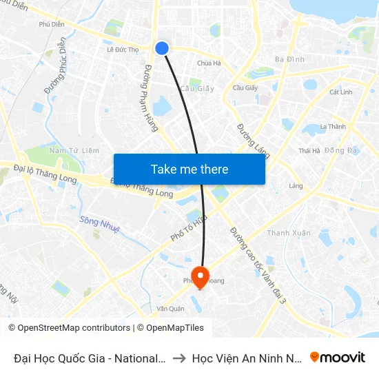 Đại Học Quốc Gia - National University to Học Viện An Ninh Nhân Dân map