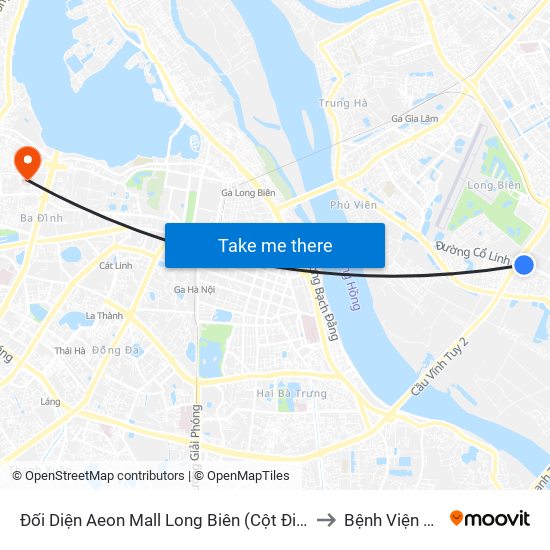 Đối Diện Aeon Mall Long Biên (Cột Điện T4a/2a-B Đường Cổ Linh) to Bệnh Viện Quân Y 354 map
