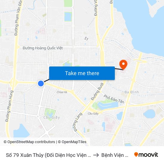 Số 79 Xuân Thủy (Đối Diện Học Viện Báo Chí Và Tuyên Truyền) to Bệnh Viện Quân Y 354 map