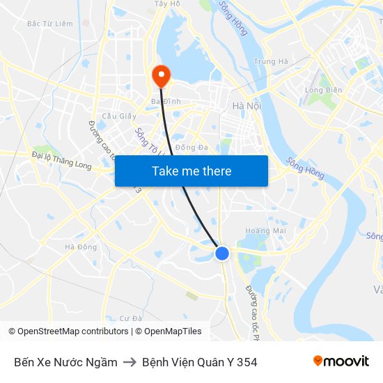 Bến Xe Nước Ngầm to Bệnh Viện Quân Y 354 map