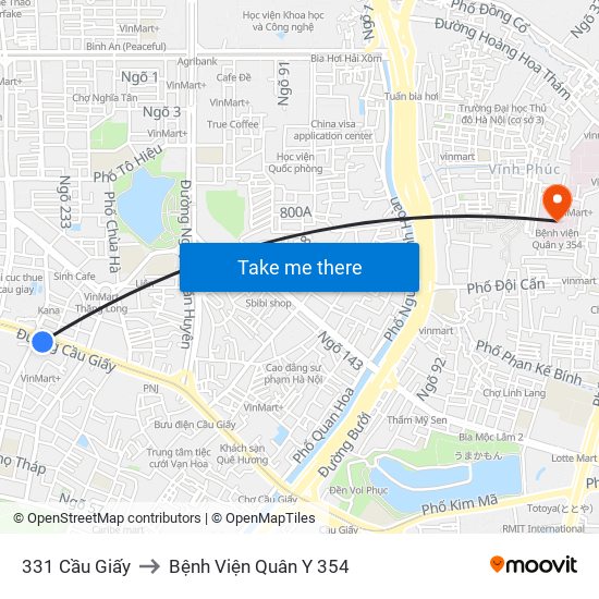 331 Cầu Giấy to Bệnh Viện Quân Y 354 map
