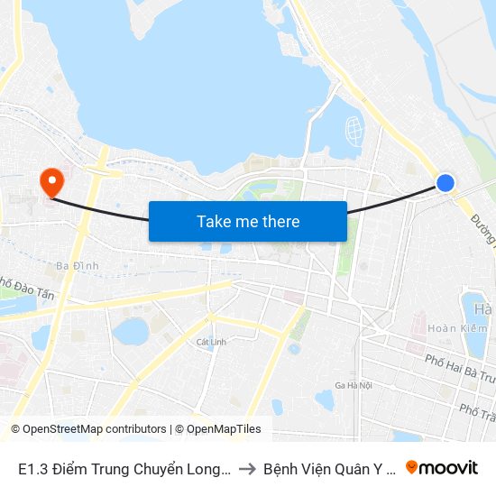 E1.3 Điểm Trung Chuyển Long Biên to Bệnh Viện Quân Y 354 map