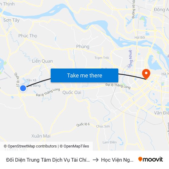 Đối Diện Trung Tâm Dịch Vụ Tài Chính Bộ Tài Chính to Học Viện Ngoại Giao map