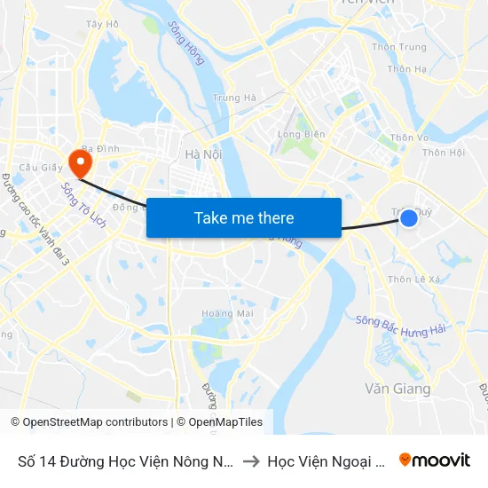 Số 14 Đường Học Viện Nông Nghiệp to Học Viện Ngoại Giao map