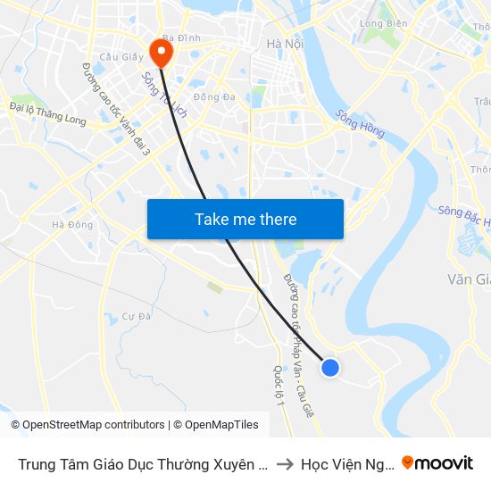 Trung Tâm Giáo Dục Thường Xuyên Đông Mỹ - Ngũ Hiệp to Học Viện Ngoại Giao map