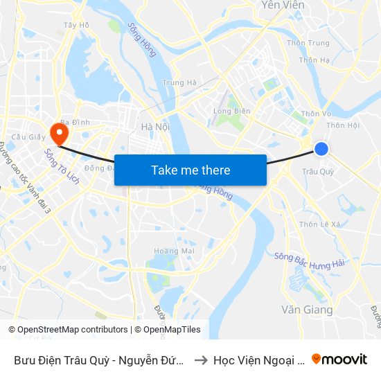 Bưu Điện Trâu Quỳ - Nguyễn Đức Thuận to Học Viện Ngoại Giao map