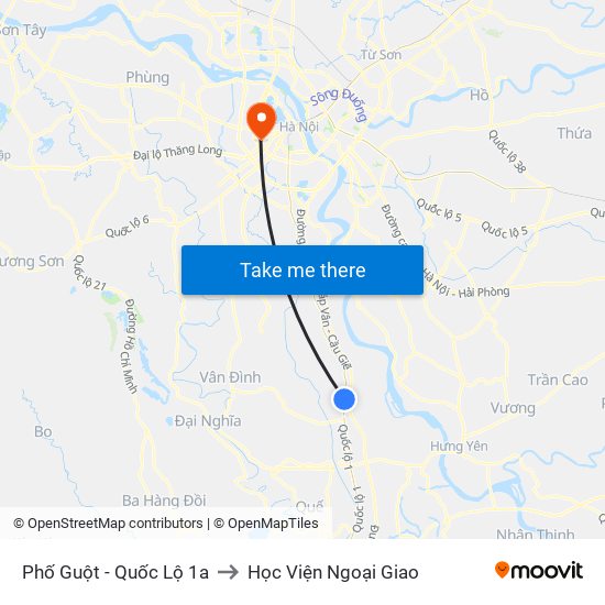 Phố Guột - Quốc Lộ 1a to Học Viện Ngoại Giao map