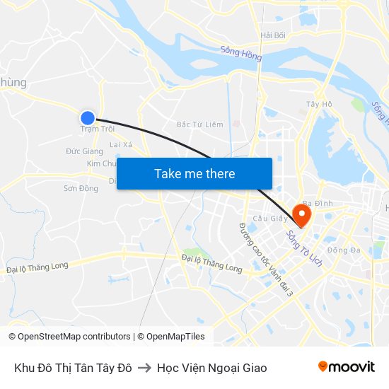 Khu Đô Thị Tân Tây Đô to Học Viện Ngoại Giao map