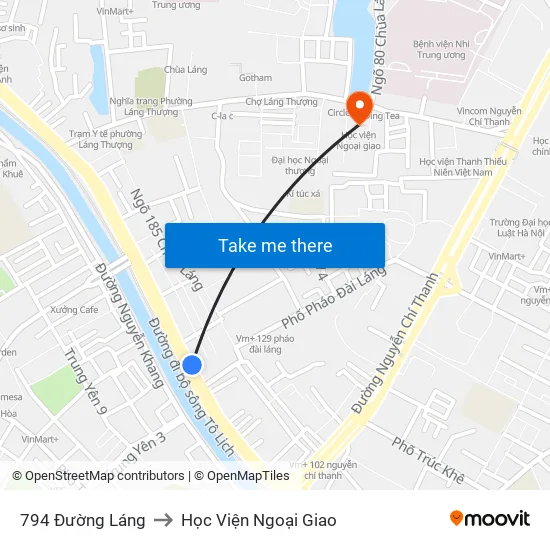 794 Đường Láng to Học Viện Ngoại Giao map