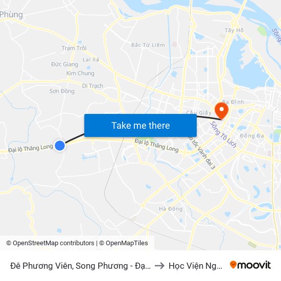 Đê Phương Viên, Song Phương - Đại Lộ Thăng Long to Học Viện Ngoại Giao map