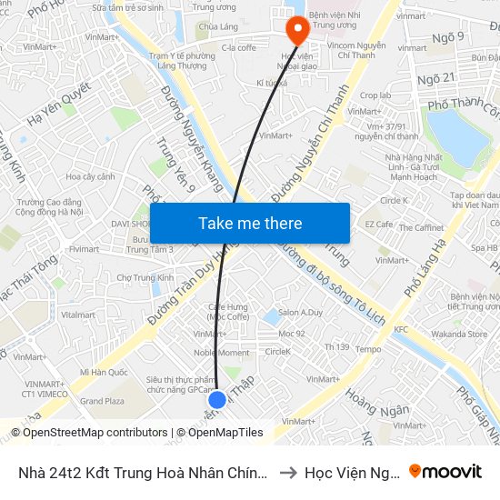 Nhà 24t2 Kđt Trung Hoà Nhân Chính - Hoàng Đạo Thúy to Học Viện Ngoại Giao map