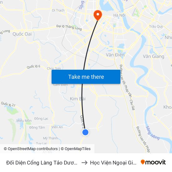 Đối Diện Cổng Làng Tảo Dương to Học Viện Ngoại Giao map