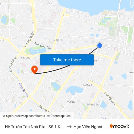 Hè Trước Tòa Nhà Pta - Số 1 Kim Mã to Học Viện Ngoại Giao map