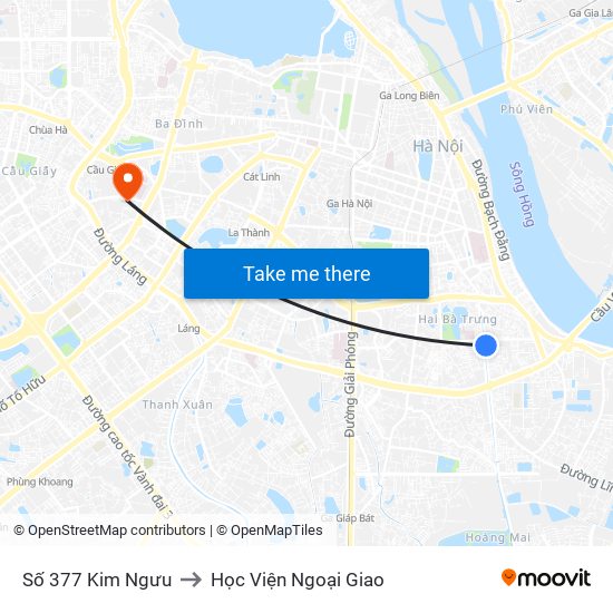 Số 377 Kim Ngưu to Học Viện Ngoại Giao map