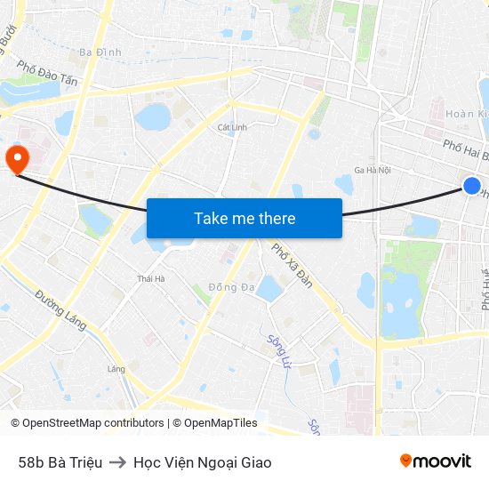 58b Bà Triệu to Học Viện Ngoại Giao map