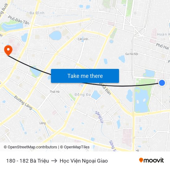 180 - 182 Bà Triệu to Học Viện Ngoại Giao map