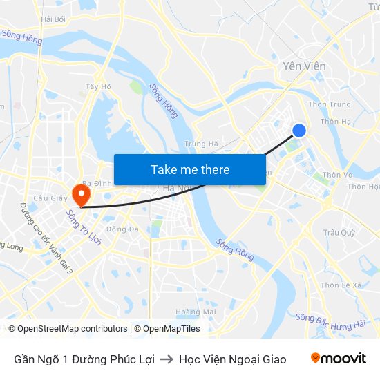 Gần Ngõ 1 Đường Phúc Lợi to Học Viện Ngoại Giao map