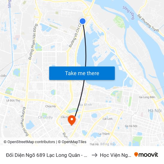 Đối Diện Ngõ 689 Lạc Long Quân - Đường Võ Chí Công to Học Viện Ngoại Giao map