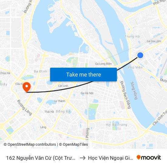 162 Nguyễn Văn Cừ (Cột Trước) to Học Viện Ngoại Giao map